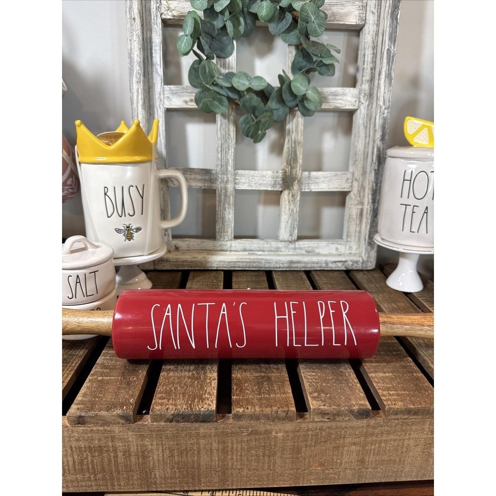 Rae Dunn Christmas Ho Ho Ho Red Rolling Pin